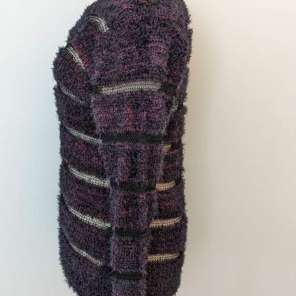 Edgy! Eyelash Knit Sheer Stripe Sweater - Picture 3 of 7